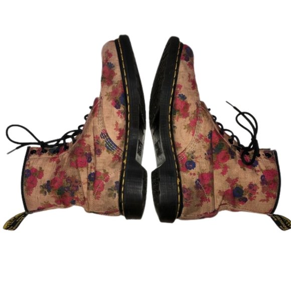 Dr. Martens Castel Floral Canvas Combat Boots - 10 - Picture 11 of 16